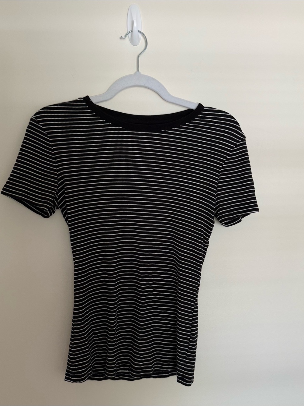 Nine West Black and White Striped Short-Sleeve Tee